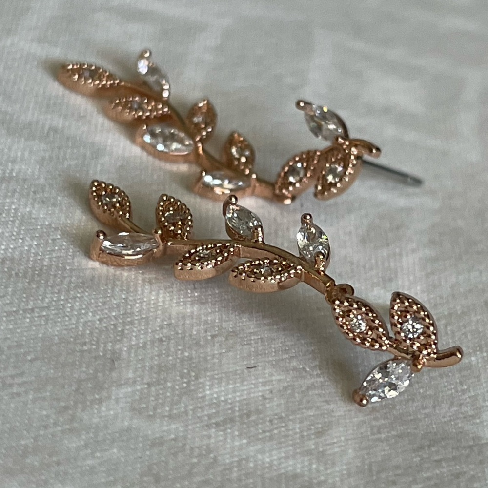 Earrings - faux diamond and gold